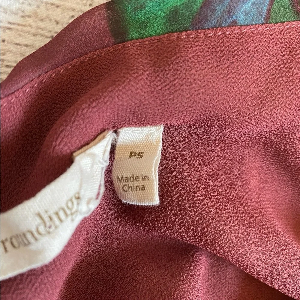 Soft Surroundings Fiore Rosa Merlot Floral Ruffled 3/4 Sleeve Tiered Maxi Dress - Picture 7 of 8